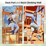 Wooden Swing Sets for Backyard with Outdoor Table, Outdoor Playset for Kids 3-10 with Monkey Bar, 8FT Wave Slide, Playhouse, and 2 Belt Swings, Multi-Functional Storage Shelf, Playground Accessories by DOLPHIN PLAYGROUND T