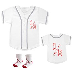 BAICAIYU Half Birthday Outfit Baby Baseball Jersey and Socks 2 Pcs Suit Boys' Softball Shirt Sports Toddle Clothing White from BAICAIYU