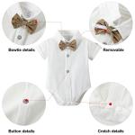 DISAUR Baby Boy Clothes Suits,Infant Gentleman Outfits Short Sleeves Romper +BowTie + Suspender Pants Wedding Set 0-18 Months(White,0-3Months) by 