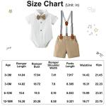 DISAUR Baby Boy Clothes Suits,Infant Gentleman Outfits Short Sleeves Romper +BowTie + Suspender Pants Wedding Set 0-18 Months(White,0-3Months) by 