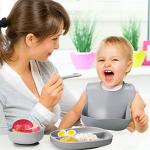 2 Sets Baby Silicone Feeding Set Toddlers Including Silicone Baby Plates and Bowl with Suction, Adjustable Silicone Bib,toddler Spoons and Forks for Baby Eating Supplies from Potchen