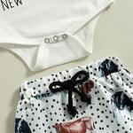 Dcohmch Western Baby Boy Summer Clothes Short Sleeve Cow Print Romper Onesie Elastic Pants Hat Newborn Outfit 0-18M (Cream, 3-6 Months) by 
