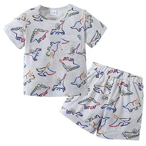 YUEMION Infant Baby Boy Clothes Summer Outfits Short Sleeve T-shirt + Solid Shorts Toddler Boy Clothes (2t-3t) from 