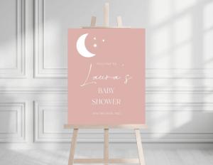 Baby Shower Sign, Minimalist Moon Baby Shower Welcome Sign, We're Over the Moon, Baby Shower Decor from Authentic Yard Sign