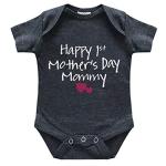 Comfiv first mothers day baby boy girl outfit happy 1st mother's day mommy bodysuit gifts (Charcoal Black, 0-3 Months) from 