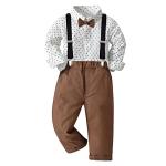 Volunboy Baby Boy Gentleman Outfit Toddler Suspenders Pants Set Infant Suspenders and Bow Tie Suit Boys Coffee Dress Clothes 18-24Months Formal Outfits by 