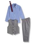 Izod Little Boys 4-Piece Formal Suit Vest Set, Medium Blue/Grey, 7 from IZOD