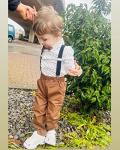 Volunboy Baby Boy Gentleman Outfit Toddler Suspenders Pants Set Infant Suspenders and Bow Tie Suit Boys Coffee Dress Clothes 18-24Months Formal Outfits by 