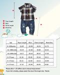 NZRVAWS 6-12 Months Boy Clothes Baby Boy Summer Outfit Toddler Boy Plaid T-shirt+Ripped Denim Jeans Pants Set 2pc Infant Boy Clothing from 