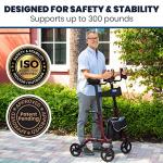 Vive Mobility Upright Walker with Seat - Stand Up Rollator, Arm Rests, Heavy Duty, Folding Medical Aid Scooter for Elderly, Seniors - Walking Assist, Foldable Transport Chair - 300 lb Capacity from Vive Health