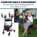 Vive Mobility Upright Walker with Seat - Stand Up Rollator, Arm Rests, Heavy Duty, Folding Medical Aid Scooter for Elderly, Seniors - Walking Assist, Foldable Transport Chair - 300 lb Capacity from Vive Health