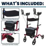 Vive Mobility Upright Walker with Seat - Stand Up Rollator, Arm Rests, Heavy Duty, Folding Medical Aid Scooter for Elderly, Seniors - Walking Assist, Foldable Transport Chair - 300 lb Capacity from Vive Health