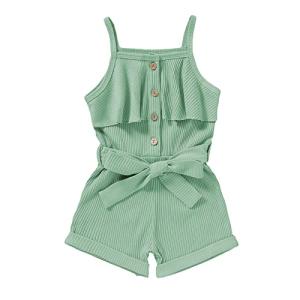 FOCUTEBB 2T Toddler Girl Clothes Baby Girls Summer Outfits Sleeveless Clothing Summer Outfits Cute Halter Romper Onepiece Jumpsuit Bodysuit Outfit Set Summer Clothes Set Green 2-3T/100cm by 