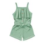 FOCUTEBB 2T Toddler Girl Clothes Baby Girls Summer Outfits Sleeveless Clothing Summer Outfits Cute Halter Romper Onepiece Jumpsuit Bodysuit Outfit Set Summer Clothes Set Green 2-3T/100cm by 