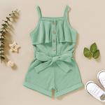 FOCUTEBB 2T Toddler Girl Clothes Baby Girls Summer Outfits Sleeveless Clothing Summer Outfits Cute Halter Romper Onepiece Jumpsuit Bodysuit Outfit Set Summer Clothes Set Green 2-3T/100cm by 