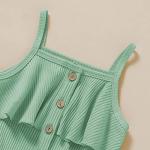 FOCUTEBB 2T Toddler Girl Clothes Baby Girls Summer Outfits Sleeveless Clothing Summer Outfits Cute Halter Romper Onepiece Jumpsuit Bodysuit Outfit Set Summer Clothes Set Green 2-3T/100cm by 
