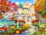 Ceaco - Dominic Davison - Autumn Townhouse - 750 Piece Jigsaw Puzzle by Ceaco