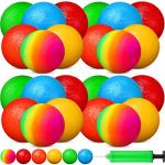 Vinsot 12 Pack 8.5 Inch Playground Balls Dodgeball with Hand Pump, Inflatable Bouncy Rainbow Kickball, Handball for Kids and Adults Indoor Outdoor Schoolyard Camps Beach Picnic Games (Mixed Color) from Vinsot