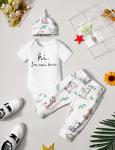 WIQI Baby Boy Clothes 0-3 Months Short Sleeves Romper White Trousers Hat Baby Boy Summer Outfit 3pcs Clothing Set from 