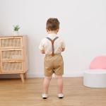 DISAUR Baby Boy Clothes Suits, Toddler Boy Short Sleeves Shirt+ Suspender Pants Outfit Sets Gentleman Wedding Suit 1-5 Years(Beige,4-5Years) by 