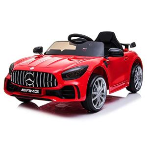 Tinkeal Ride on Car for Kids,Battery Powered Electric Vehicle w/ Remote Control,12V Licensed Mercedes Benz GTR Kids Car to Drive,Ride On Toy with 3 Speeds LED Lights AUX Port MP3 Music (Red) from Tinkeal