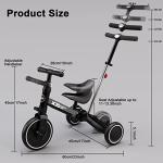 XJD 7 in 1 Toddler Bike with Push Handle,tricycles for 1 to 3 Years Old, Toddler Tricycle with Push Handle for Boy Girl, Baby Bike Balance Bike with Adjustable Seat Height and Removable Pedal (Black) by XJD