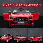 Tinkeal Ride on Car for Kids,Battery Powered Electric Vehicle w/ Remote Control,12V Licensed Mercedes Benz GTR Kids Car to Drive,Ride On Toy with 3 Speeds LED Lights AUX Port MP3 Music (Red) from Tinkeal