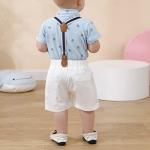 CARETOO Infant Baby Boy Clothes Gentleman Outfits Suit Newborn Summer Short Sleeve Bowtie Bodysuit + Suspender Shorts(0-18M) from 