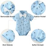 CARETOO Infant Baby Boy Clothes Gentleman Outfits Suit Newborn Summer Short Sleeve Bowtie Bodysuit + Suspender Shorts(0-18M) from 