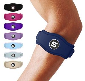 Sleeve Stars Tennis Elbow Brace for Women & Men, Tennis Elbow Strap Tendonitis Arm Band, Counterforce Brace & Elbow Band for Tendon Relief & Support w/ 3 Forearm Straps, Fits 9-23 inch (One Size/Single/Navy Blue) from SS Sleeve Stars