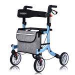 Rollator Walker with Seat, Senior 4 Wheel Medical Rolling Walker Lightweight and Easy to Fold, Mobility Walker Aid for Elderly in The Outdoors Only 13.65lb by Koosom