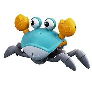 Ainstru Crawling Crab Baby Toy, Tummy Time Toy with Music and LED Light, Walking/Dancing/Moving Crab, Automatically Avoid Obstacle Toddler Interactive Crab Toys for Babies Kids, (Green) from Ainstru