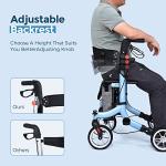 Rollator Walker with Seat, Senior 4 Wheel Medical Rolling Walker Lightweight and Easy to Fold, Mobility Walker Aid for Elderly in The Outdoors Only 13.65lb by Koosom
