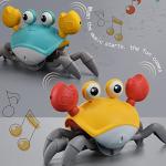Ainstru Crawling Crab Baby Toy, Tummy Time Toy with Music and LED Light, Walking/Dancing/Moving Crab, Automatically Avoid Obstacle Toddler Interactive Crab Toys for Babies Kids, (Green) from Ainstru