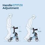 Rollator Walker with Seat, Senior 4 Wheel Medical Rolling Walker Lightweight and Easy to Fold, Mobility Walker Aid for Elderly in The Outdoors Only 13.65lb by Koosom