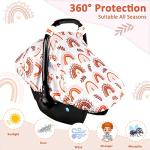 Car Seat Covers for Babies Rainbow Infant Carseat Canopy Cover with Peep Windows and Breathable Mesh, Kick-Proof, Soft Stretchy Baby Car Seat Cover Newborn Stroller Carrier Covers for Boys Girls from Pea Pod