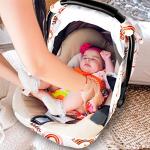 Car Seat Covers for Babies Rainbow Infant Carseat Canopy Cover with Peep Windows and Breathable Mesh, Kick-Proof, Soft Stretchy Baby Car Seat Cover Newborn Stroller Carrier Covers for Boys Girls from Pea Pod