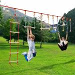 KIDINIX Warrior Obstacle Course for Kids-8 Durable Obstacles and 50ft Slackline Outdoor Hanging Play Equipment, Kids Toys, 440 lbs Weight Capacity, Have Fun in Backyard by KIDINIX