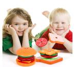 eamve Montessori Toys for Toddlers,Wooden Burger Sandwich Sorting & Stacking Toys for Toddlers and Kids Preschool,Burger Sandwitch Wooden Preschool Educational Toys for Gift 3,4,5 Years Old(2 Sets) by eamve