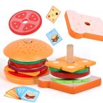 eamve Montessori Toys for Toddlers,Wooden Burger Sandwich Sorting & Stacking Toys for Toddlers and Kids Preschool,Burger Sandwitch Wooden Preschool Educational Toys for Gift 3,4,5 Years Old(2 Sets) by eamve