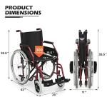 MoNiBloom Lightweight Travel Wheelchair for Adults Flip Back Armests and 23.5 Inch Large All Terrain Wheels Portable Transport 17 Inch Wide Seat Wheel Chairs for the Old Men Use, 300lb Capacity, Black by MoNiBloom
