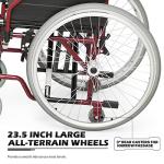 MoNiBloom Lightweight Travel Wheelchair for Adults Flip Back Armests and 23.5 Inch Large All Terrain Wheels Portable Transport 17 Inch Wide Seat Wheel Chairs for the Old Men Use, 300lb Capacity, Black by MoNiBloom