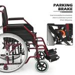 MoNiBloom Lightweight Travel Wheelchair for Adults Flip Back Armests and 23.5 Inch Large All Terrain Wheels Portable Transport 17 Inch Wide Seat Wheel Chairs for the Old Men Use, 300lb Capacity, Black by MoNiBloom