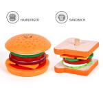 eamve Montessori Toys for Toddlers,Wooden Burger Sandwich Sorting & Stacking Toys for Toddlers and Kids Preschool,Burger Sandwitch Wooden Preschool Educational Toys for Gift 3,4,5 Years Old(2 Sets) by eamve