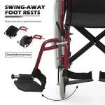 MoNiBloom Lightweight Travel Wheelchair for Adults Flip Back Armests and 23.5 Inch Large All Terrain Wheels Portable Transport 17 Inch Wide Seat Wheel Chairs for the Old Men Use, 300lb Capacity, Black by MoNiBloom