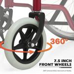 MoNiBloom Lightweight Travel Wheelchair for Adults Flip Back Armests and 23.5 Inch Large All Terrain Wheels Portable Transport 17 Inch Wide Seat Wheel Chairs for the Old Men Use, 300lb Capacity, Black by MoNiBloom