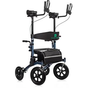 BEYOUR WALKER All-Terrain Upright Rollator Walker, Stand Up Rolling Walker with Non-Pneumatic Tire 12â Front Wheels, Compact Folding for Seniors, Blue from BEYOUR WALKER