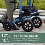 BEYOUR WALKER All-Terrain Upright Rollator Walker, Stand Up Rolling Walker with Non-Pneumatic Tire 12â Front Wheels, Compact Folding for Seniors, Blue from BEYOUR WALKER
