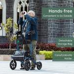 BEYOUR WALKER All-Terrain Upright Rollator Walker, Stand Up Rolling Walker with Non-Pneumatic Tire 12â Front Wheels, Compact Folding for Seniors, Blue from BEYOUR WALKER