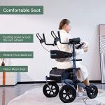 BEYOUR WALKER All-Terrain Upright Rollator Walker, Stand Up Rolling Walker with Non-Pneumatic Tire 12â Front Wheels, Compact Folding for Seniors, Blue from BEYOUR WALKER